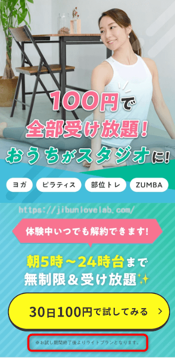 SOELU（ソエル）お試し期間終了後は「ライトプランに移行」の文言