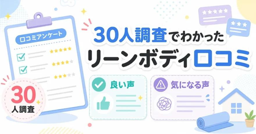30人調査でわかったリーンボディの口コミを紹介するアイキャッチ。良い声・気になる声